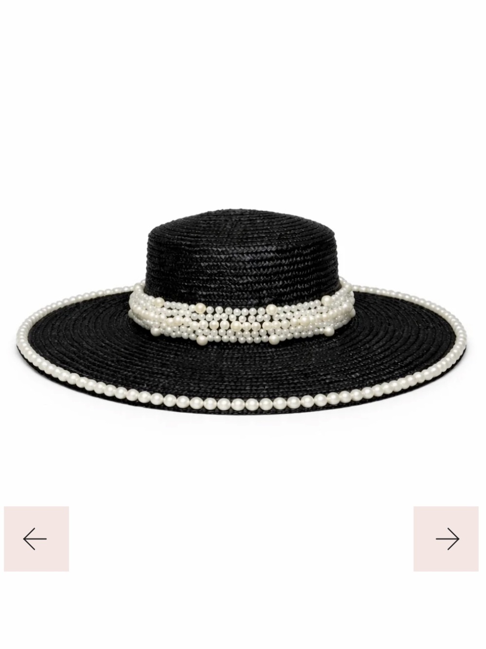 Self Same Petra Pearl Hat Black Straw Wide-Brim Sun Cap Raffia Adjustable